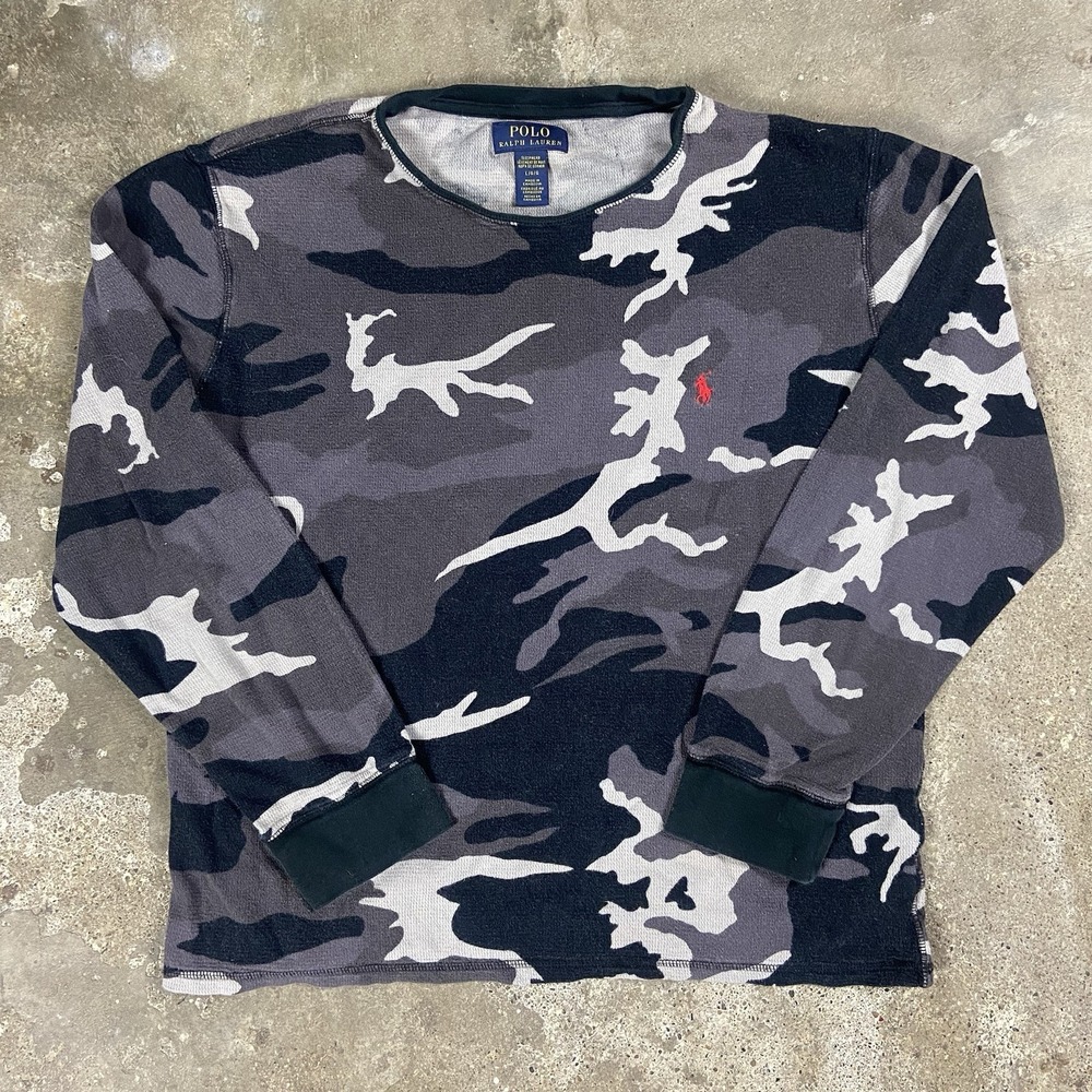 Polo Ralph Lauren Long Sleeve Size Large  Camouflage Sleepwear Top Pullover Logo